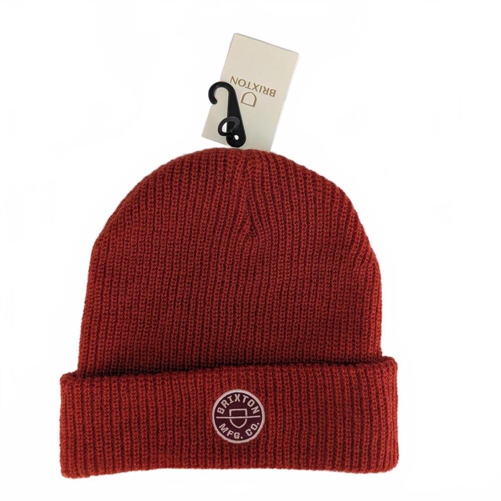 Brixton Heist Crest Knit Beanie Hat in Orange